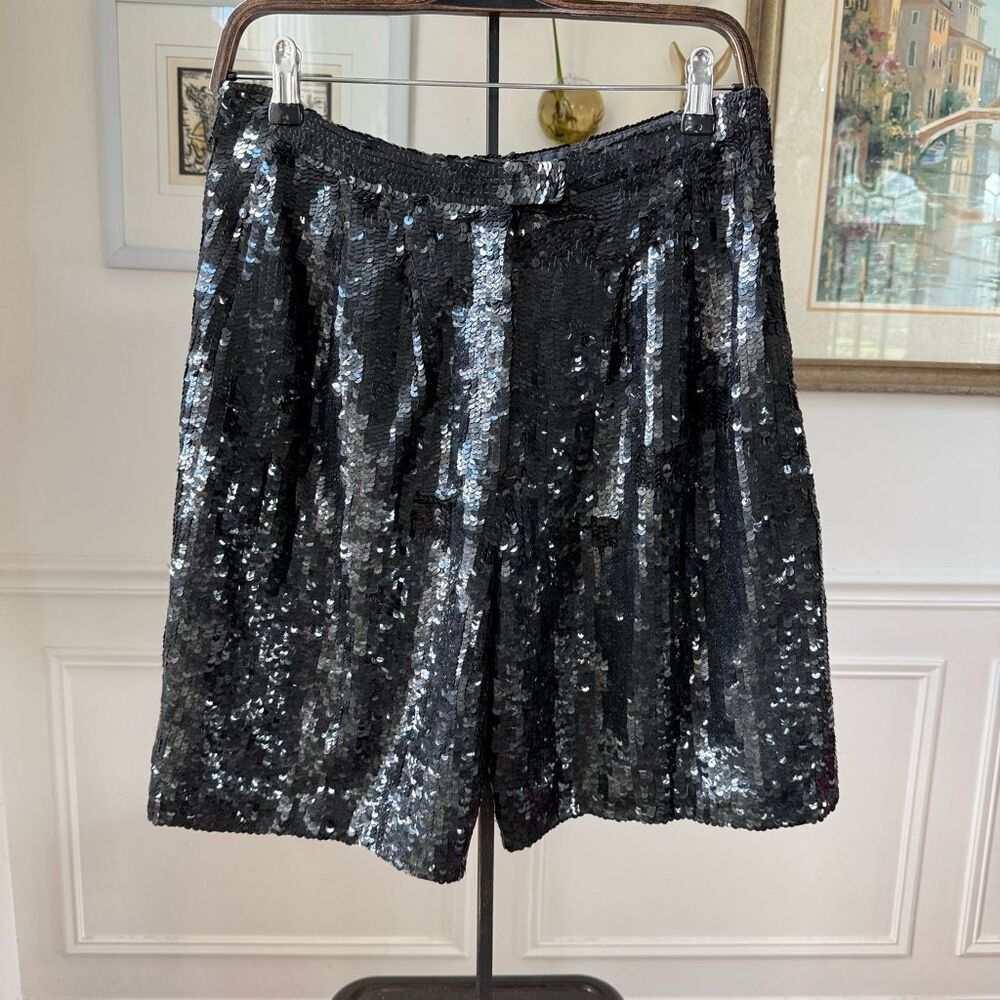 Vintage 80s Ganto’s Heavy Sequin High Rise Bermuda Mom Shorts Black S